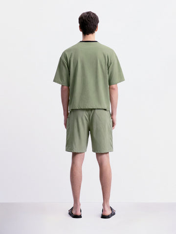 Men's Olive Relaxed Fit Solid Casual Coordinates