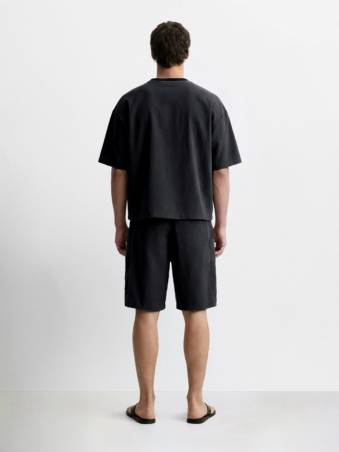 Men's Black Relaxed Fit Solid Casual Coordinates