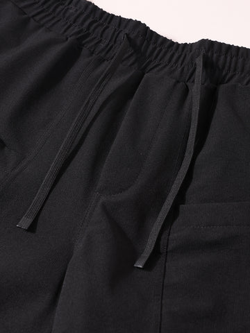 Men's Black Relaxed Fit Solid Casual Coordinates