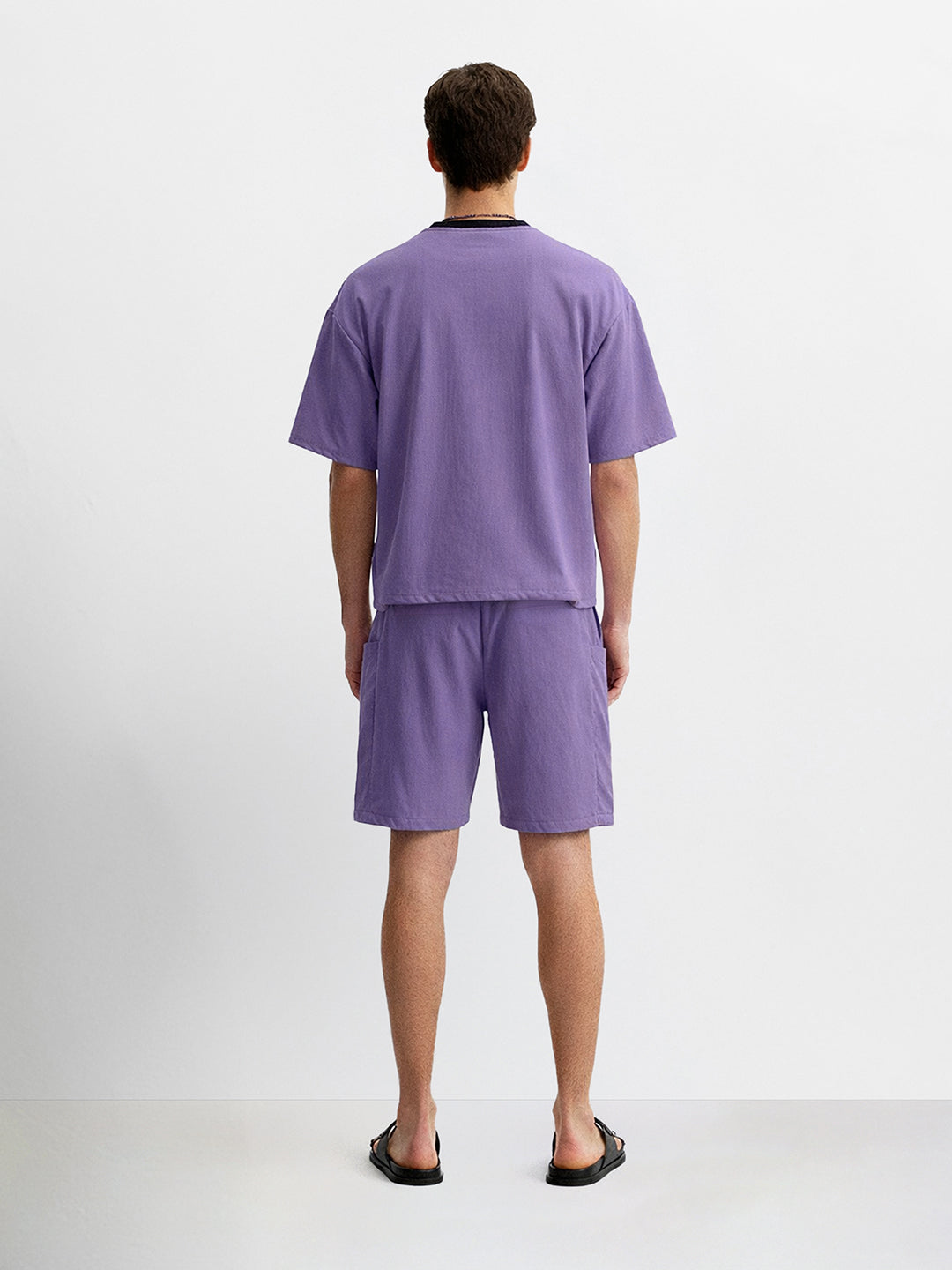 Men's Purple Relaxed Fit Solid Casual Coordinates