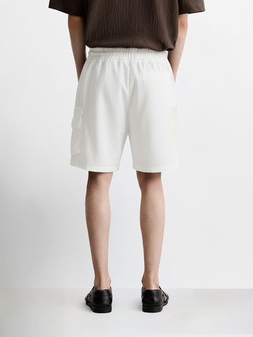 Men's White Relaxed Fit Solid Utility Shorts