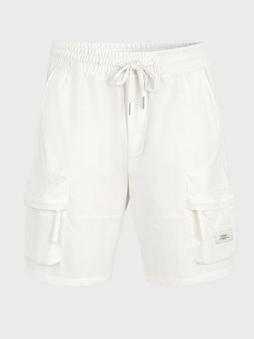 Men's White Relaxed Fit Solid Utility Shorts