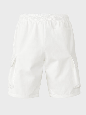 Men's White Relaxed Fit Solid Utility Shorts