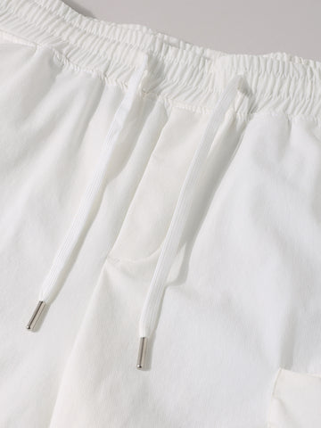 Men's White Relaxed Fit Solid Utility Shorts