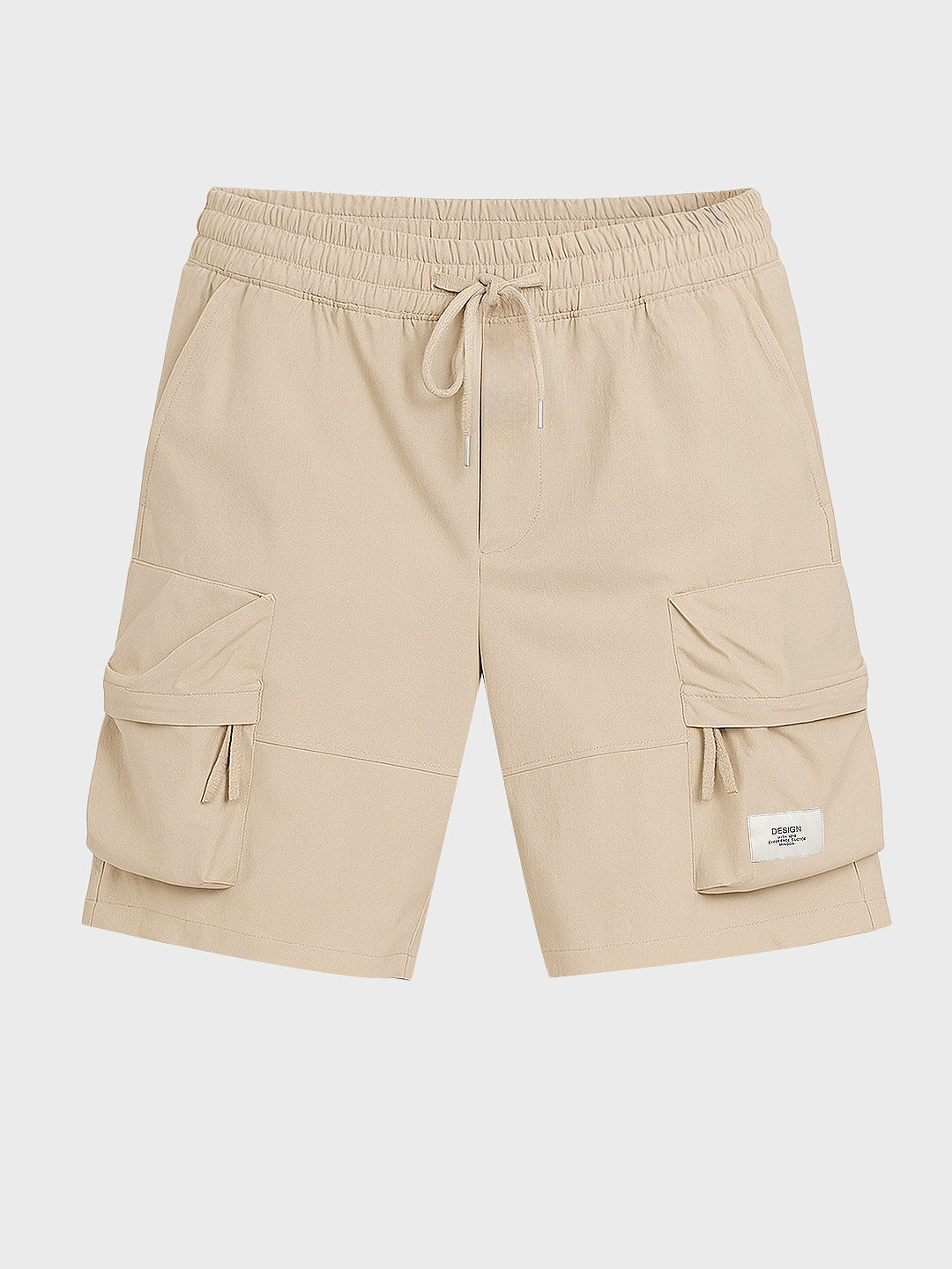 Men's Beige Relaxed Fit Solid Utility Shorts
