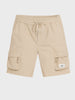 Men's Beige Relaxed Fit Solid Utility Shorts