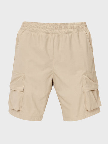 Men's Beige Relaxed Fit Solid Utility Shorts