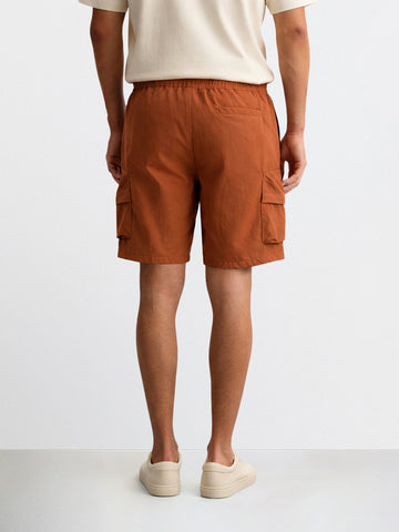 Men's Rust Relaxed Fit Solid Utility Shorts