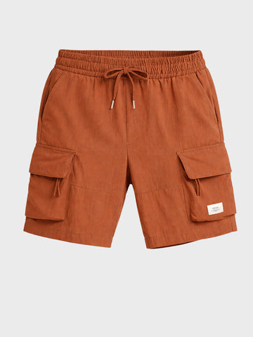 Men's Rust Relaxed Fit Solid Utility Shorts