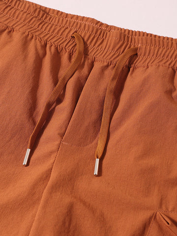 Men's Rust Relaxed Fit Solid Utility Shorts