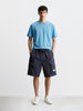 Men's Navy Blue Relaxed Fit Solid Utility Shorts