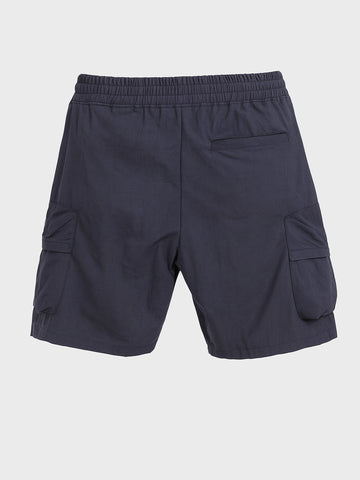 Men's Navy Blue Relaxed Fit Solid Utility Shorts