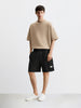 Men's Black Relaxed Fit Solid Utility Shorts