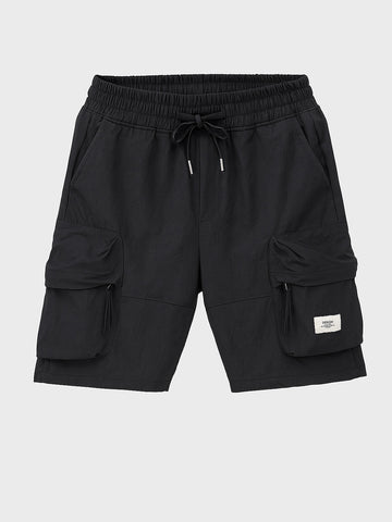 Men's Black Relaxed Fit Solid Utility Shorts