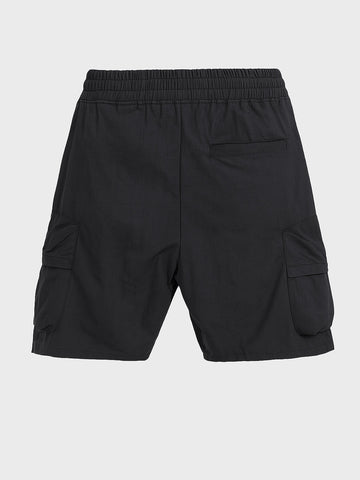 Men's Black Relaxed Fit Solid Utility Shorts