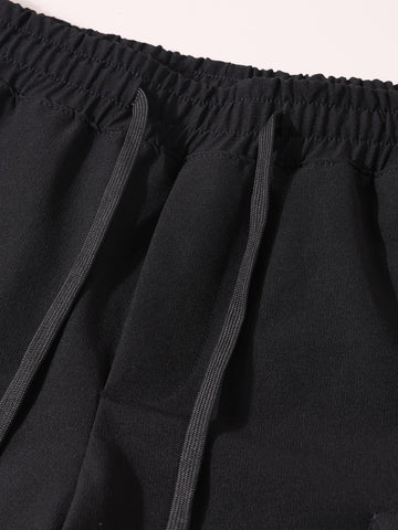 Men's Black Relaxed Fit Solid Utility Shorts