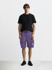 Men's Purple Relaxed Fit Solid Utility Shorts