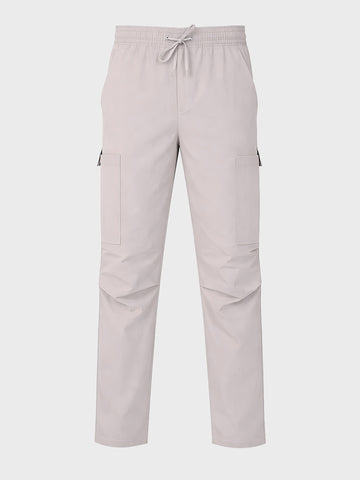 Men's Grey Relaxed Fit Solid Utility Cargo