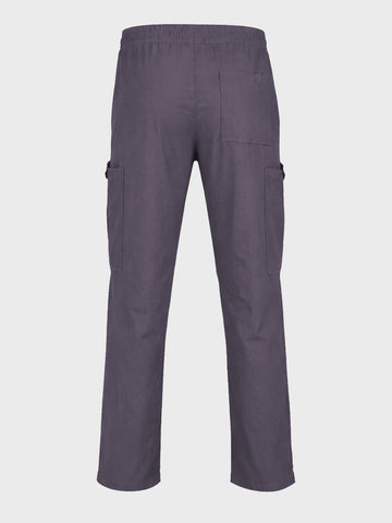 Men's Grey Relaxed Fit Solid Utility Cargo