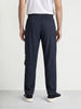 Men's Navy Blue Relaxed Fit Solid Utility Cargo