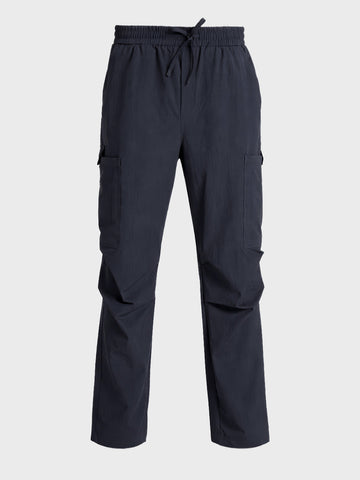 Men's Navy Blue Relaxed Fit Solid Utility Cargo