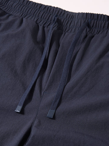 Men's Navy Blue Relaxed Fit Solid Utility Cargo