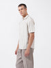 Men's Off White Relaxed Fit Striped Resort Wear Shirt