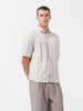 Men's Off White Relaxed Fit Striped Resort Wear Shirt