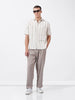 Men's Off White Relaxed Fit Striped Resort Wear Shirt