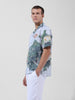 Men's Green Relaxed Fit Printed Resort Wear Shirt