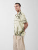 Men's Cream Relaxed Fit Printed Resort Wear Shirt