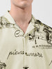 Men's Cream Relaxed Fit Printed Resort Wear Shirt