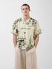 Men's Cream Relaxed Fit Printed Resort Wear Shirt
