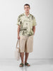 Men's Cream Relaxed Fit Printed Resort Wear Shirt