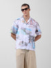 Men's White Relaxed Fit Printed Resort Wear Shirt