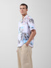Men's White Relaxed Fit Printed Resort Wear Shirt