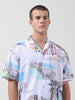 Men's White Relaxed Fit Printed Resort Wear Shirt