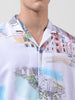 Men's White Relaxed Fit Printed Resort Wear Shirt