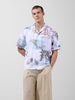 Men's White Relaxed Fit Printed Resort Wear Shirt