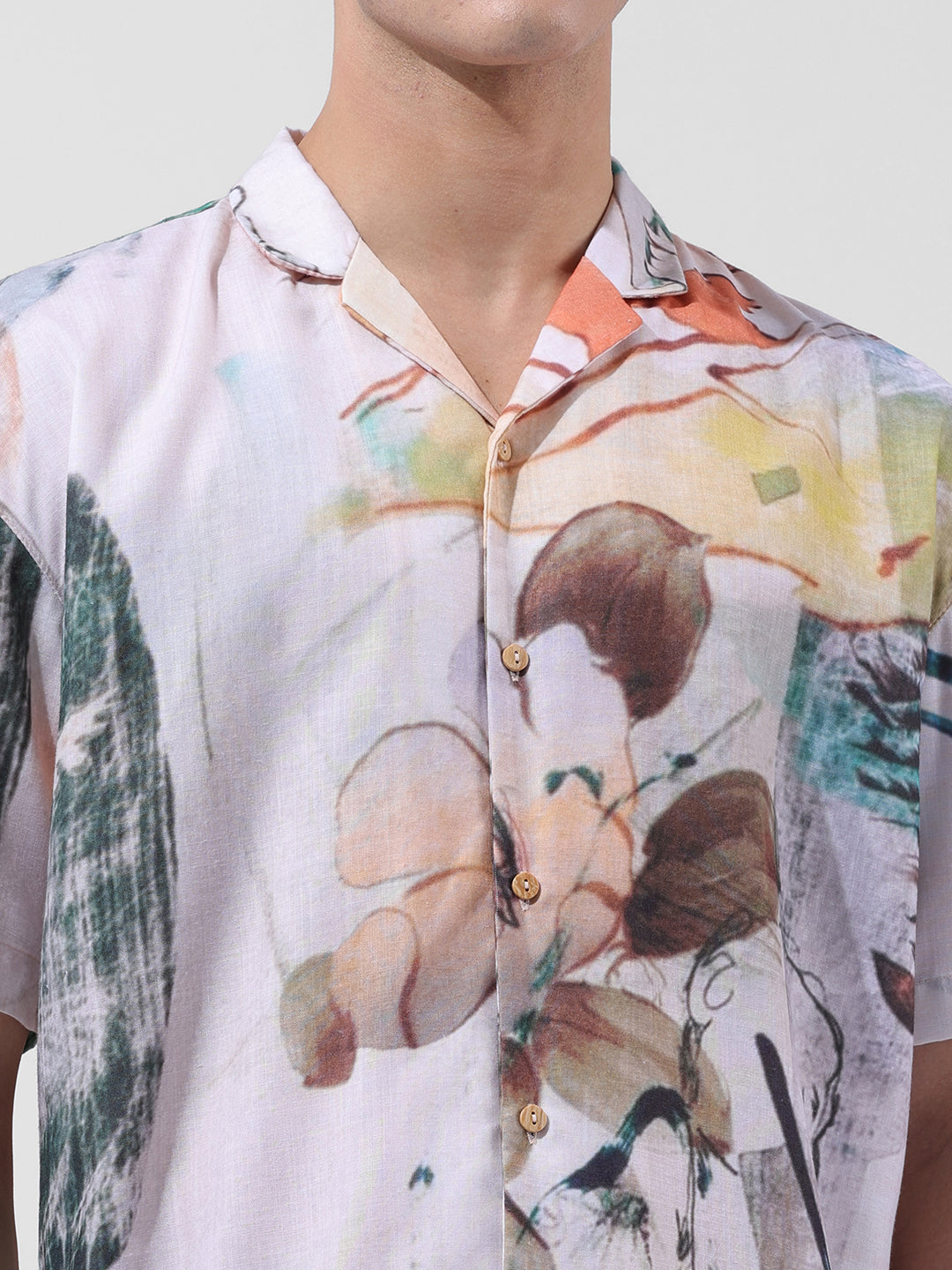 Men's Multicolor Relaxed Fit Printed Resort Wear Shirt