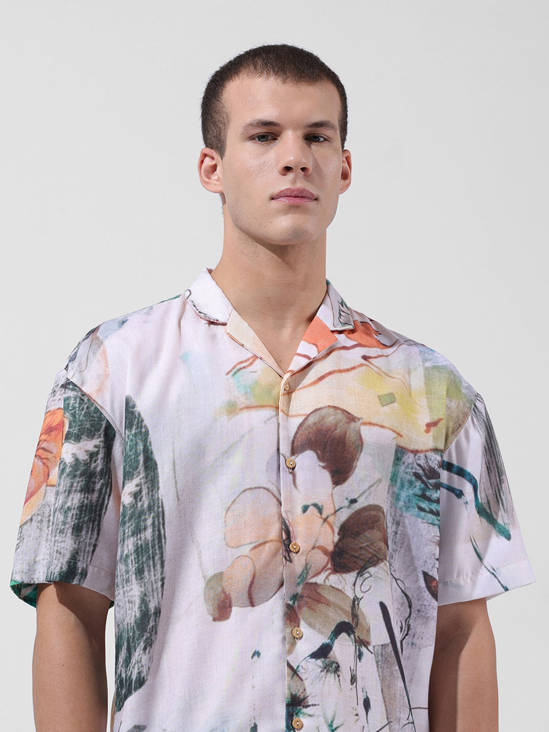 Men's Multicolor Relaxed Fit Printed Resort Wear Shirt