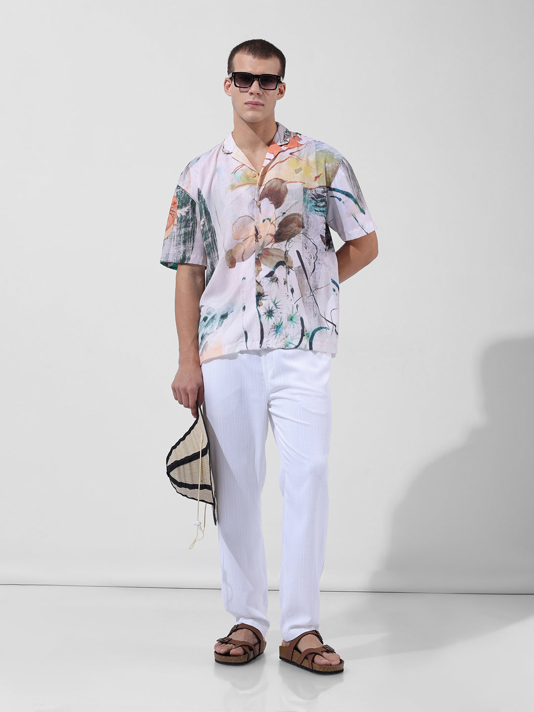 Men's Multicolor Relaxed Fit Printed Resort Wear Shirt