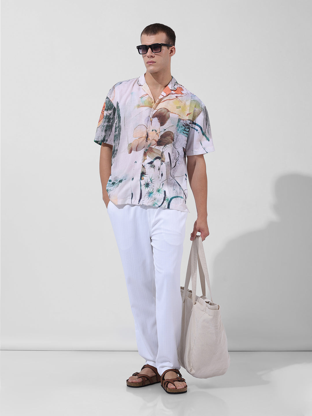 Men's Multicolor Relaxed Fit Printed Resort Wear Shirt