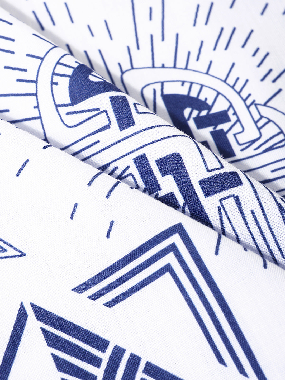 Men's Navy Blue Relaxed Fit Resort Wear Printed Shirt