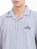 Men's Blue Boxy Fit Embroided  Casual Shirt