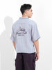 Men's Blue Boxy Fit Embroided  Casual Shirt