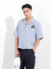 Men's Blue Boxy Fit Striped Casual Shirt