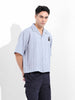 Men's Blue Boxy Fit Striped Casual Shirt
