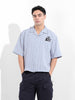 Men's Blue Boxy Fit Striped Casual Shirt