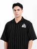 Men's Black Boxy Fit Striped Casual Shirt